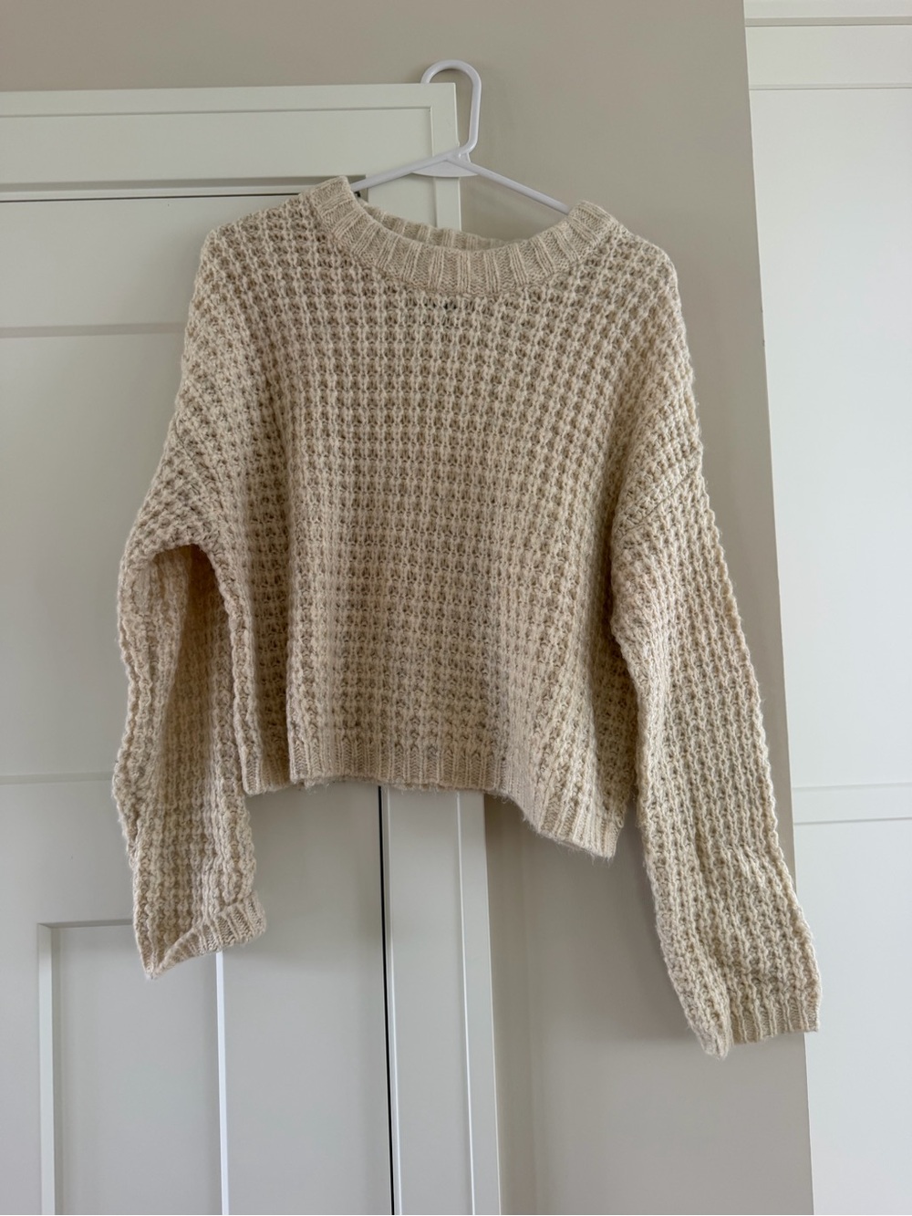 wild fable Cream Waffle Knit Crewneck Sweater